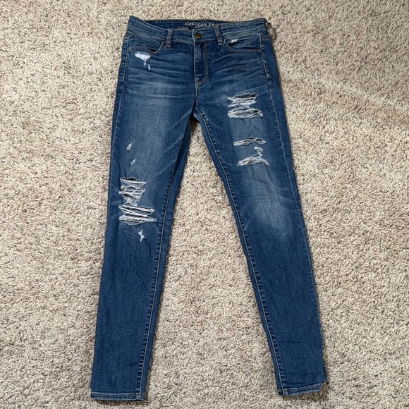 American Eagle Outfitters Women's Distressed Blue Jeans - Picture 1 of 3